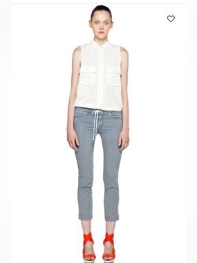 MOTHER Tie Me--Up Rascal Pinstripe Cropped Jeans